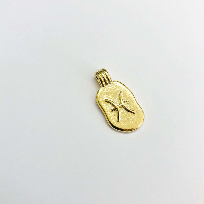 24Kt Gold Plated Brass Zodiac Horoscope Sign, Constellation Medallion Pendant,  Celestial Astrology Charm for Necklace Jewelry Making