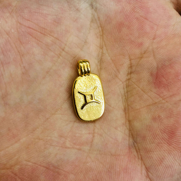 24Kt Gold Plated Brass Zodiac Horoscope Sign, Constellation Medallion Pendant, Celestial Astrology Charm for Necklace Jewelry Making