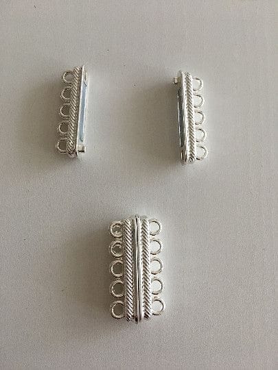 Multi Loop Clasp Multi Strand Magnetic Clasp Silver Plated-5 Loop Peppy Beads
