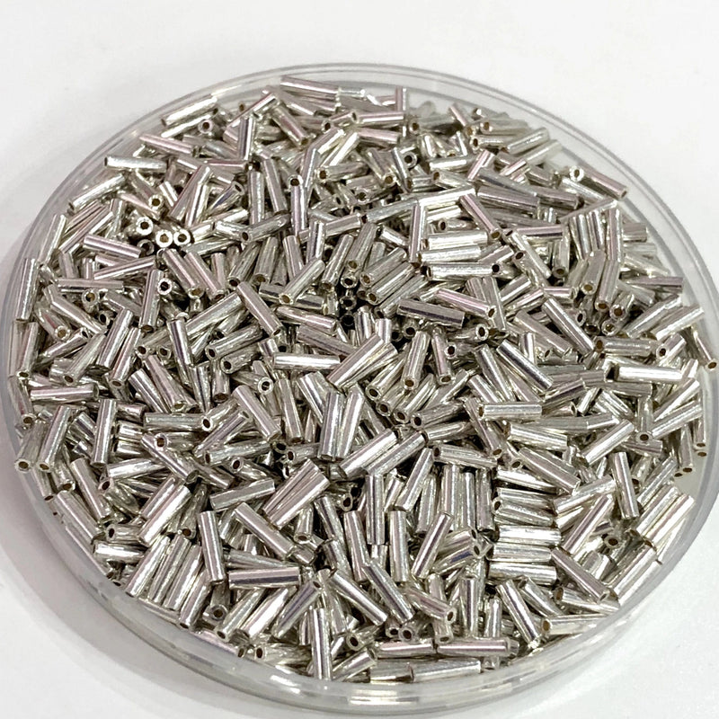 Miyuki Bugles size 6mm 1051 Galvanized Silver 10 grams.