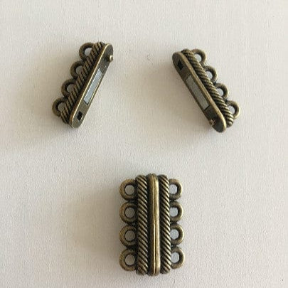 Multi Strand Magnetic Clasp Antique Gold Plated-4 Loop