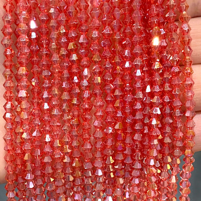 4mm Crystal faceted bicone - 110 pcs -4 mm - full strand - PBC4B10,Crystal Bicone Beads, Crystal Beads, glass beads, beads £1.5