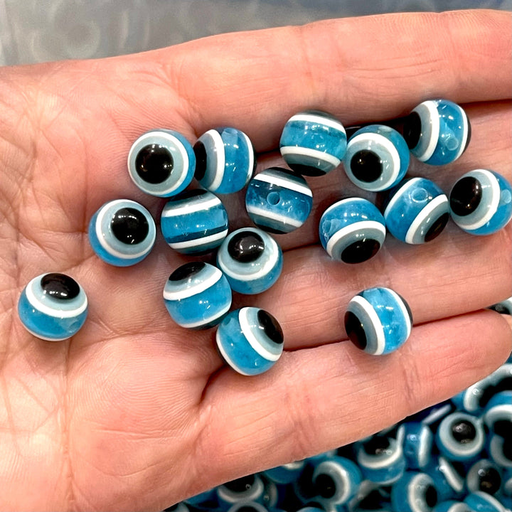 10mm Transparent Round Resin Evil Eye Beads, 50 Gr Approx 72 Beads in a Pack