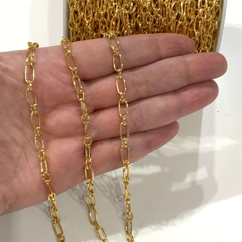 24Kt Shiny Gold Plated Chain, 10x5 mm Gold Plated Chain,