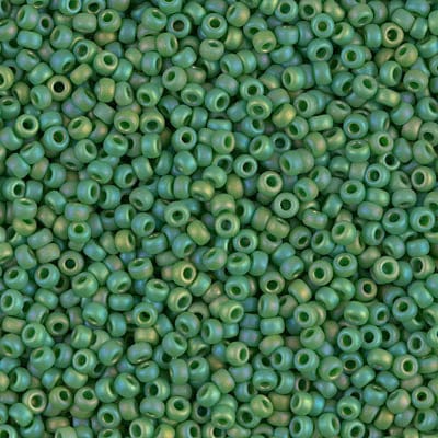 Miyuki Seed Beads 11/0 Matted Opaque Green AB ,0411FR-NEW!!!
