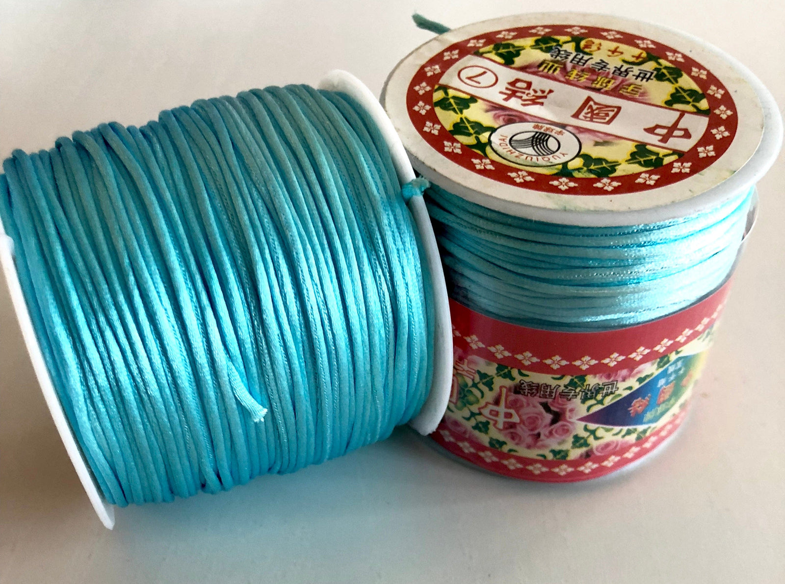 Blue Rattail Cord, Kumihimo Cord, Satin Silk Cord, Satin Nylon Cord, Macrame Knotting DIY, Beading String, Thread Cording, 1.5mm