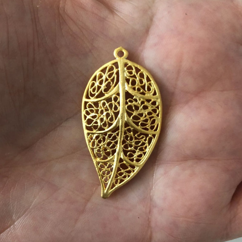 24Kt Matte Gold Plated Leaf Pendant