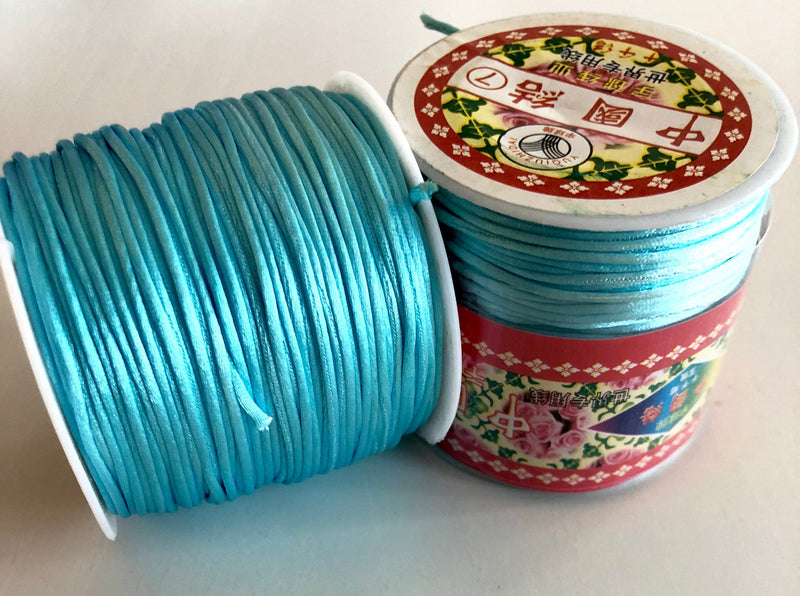 Cordon de queue de rat bleu, cordon Kumihimo, cordon de soie satinée, cordon en nylon satiné, nouage en macramé bricolage, ficelle de perles, cordage de fil, 1,5 mm