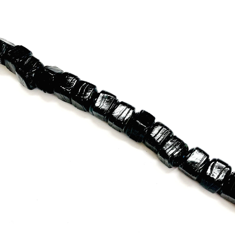 Hand Made Murano Glass Cube Beads, Large Hole Murano Glass Beads, 10 Beads-BLACK