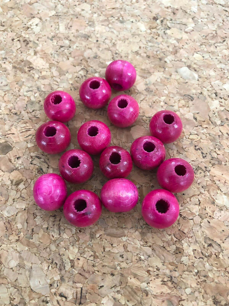 12 mm Wooden Beads-Fuchsia Color, 50 gr Pack£4