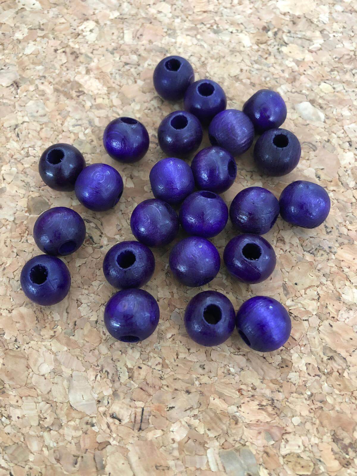 12 mm Wooden Beads-Purple Color, 50 Gr Pack