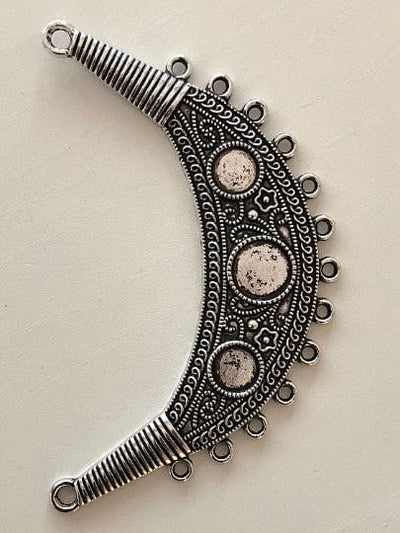 Silver Pendant, 8,5x6cm ,13 holes, Cabochon Frame