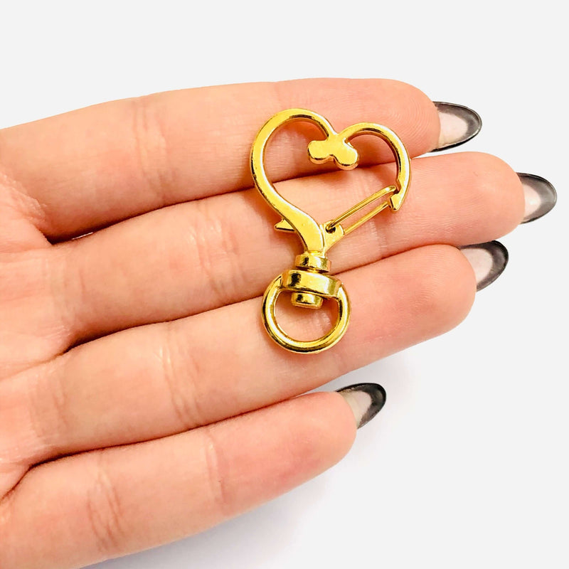 24Kt Gold Plated Heart Shape Large Swivel Lobster Clasp