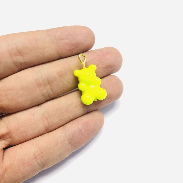 5 pcs in a pack, Jelly Bear Charms, Gummy Bear Resin With Loop, Jelly Bear Shaped Resin Charms 12x22mm,