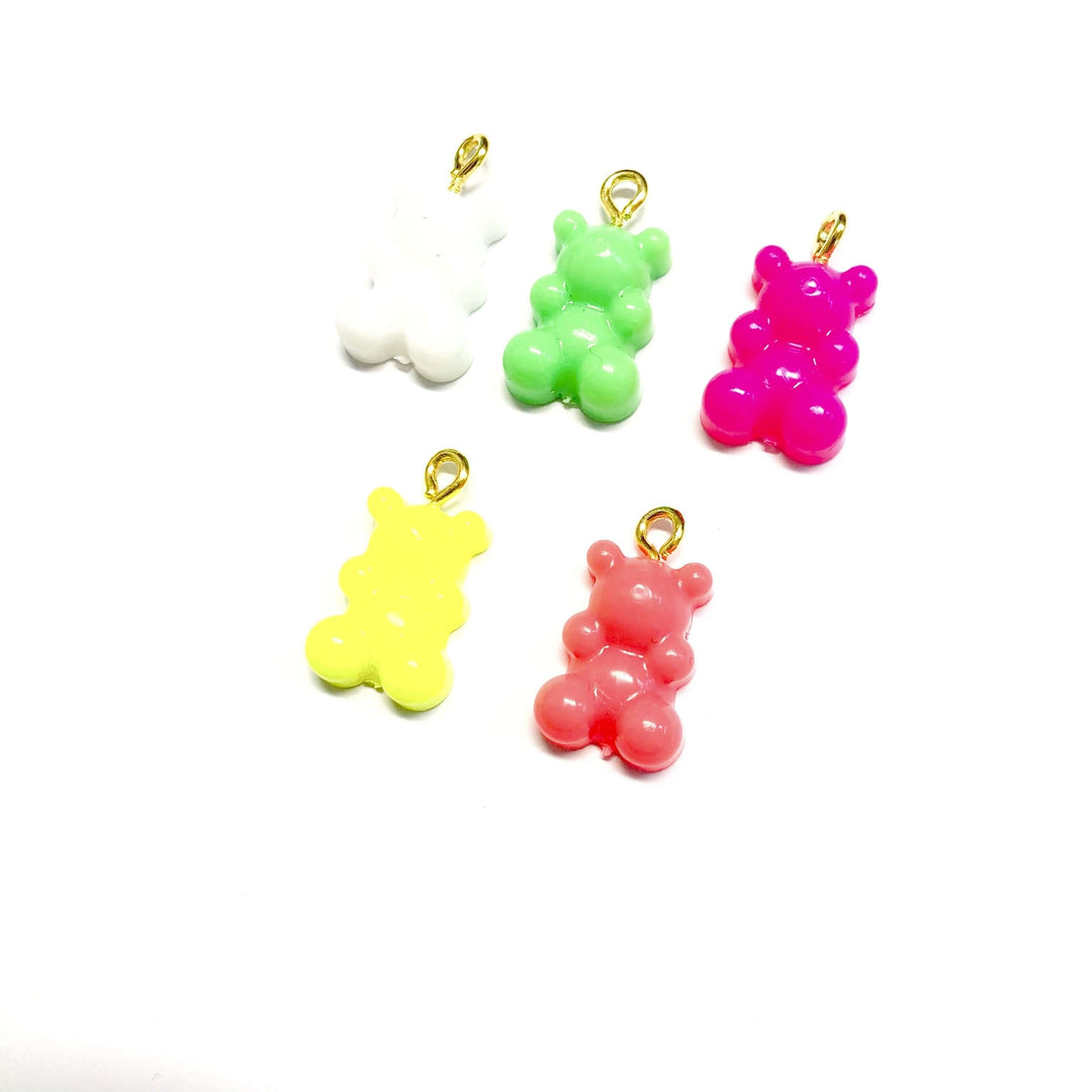 5 pcs in a pack, Jelly Bear Charms, Gummy Bear Resin With Loop, Jelly Bear Shaped Resin Charms 12x22mm,