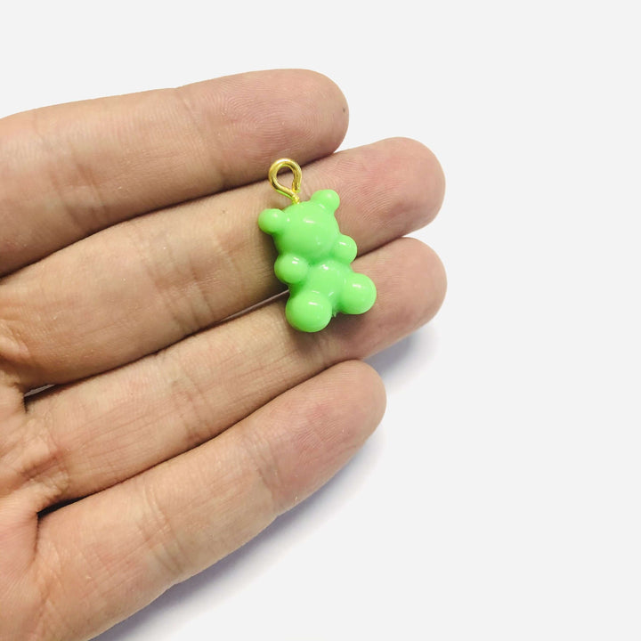 5 pcs in a pack, Jelly Bear Charms, Gummy Bear Resin With Loop, Jelly Bear Shaped Resin Charms 12x22mm,