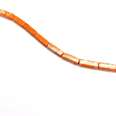 Perles de tube cuboïde de jaspe de sédiment marin, forme cuboïde de 14 x 4 mm, 28 perles