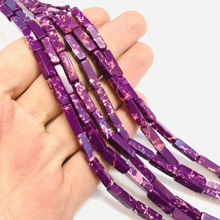 Sea Sediment Jasper Cuboid Tube Beads, 14x4mm Cuboid Shape,28 Beads