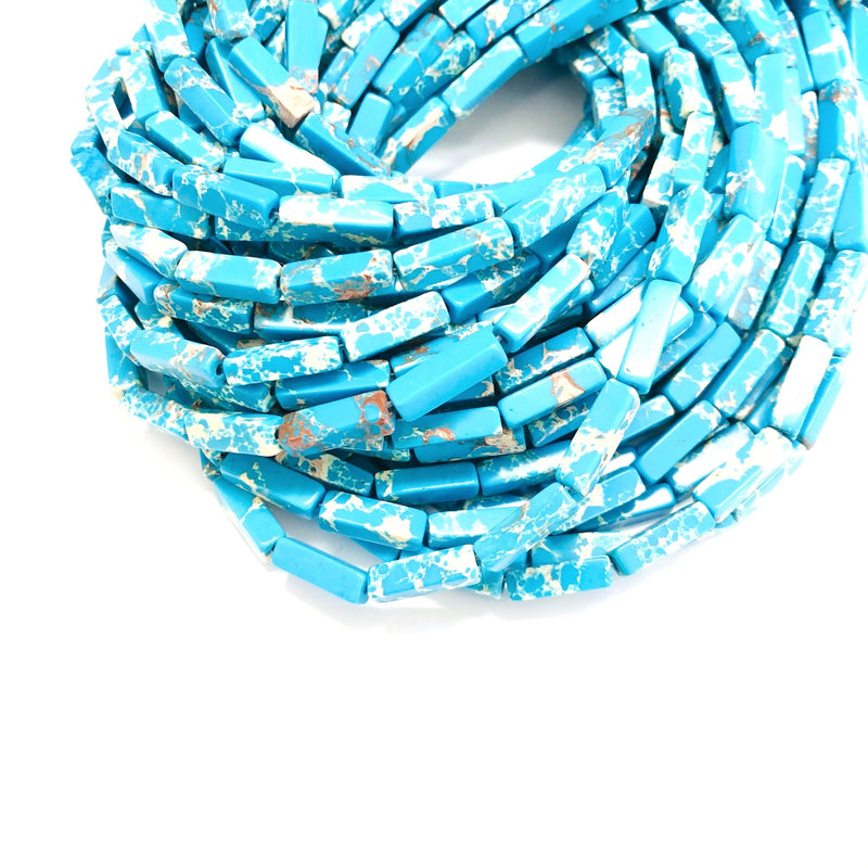Perles de tube cuboïde de jaspe de sédiment marin, forme cuboïde de 14 x 4 mm, 28 perles
