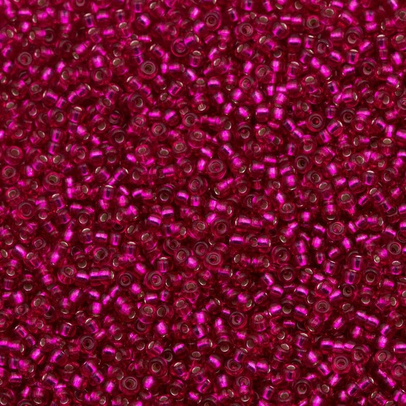 Miyuki Seed Beads 11/0 Dyed Silver Dyed Raspberry,1436-NEW!!!£1.75
