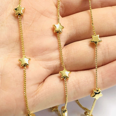 Chaîne plaquée or 24 carats avec étoiles de 6 mm, 1 mètre