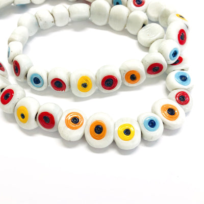 Perles de mauvais œil en verre faites à la main par un artisan turc traditionnel, perles de verre mauvais œil à grand trou, 25 perles par paquet