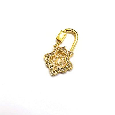 24Kt Gold Plated Brass Carabiner Clasp, Micro Pave Carabiner Screw Clasp£5