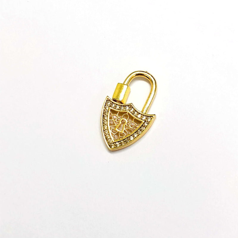 24Kt Gold Plated Brass Carabiner Clasp, Micro Pave Carabiner Screw Clasp£5
