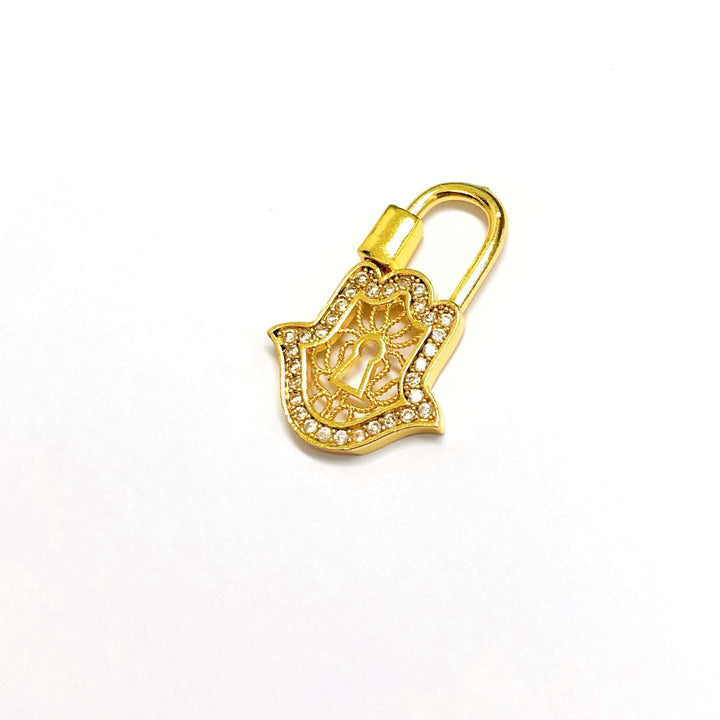 24Kt Gold Plated Brass Carabiner Clasp, Micro Pave Carabiner Screw Clasp