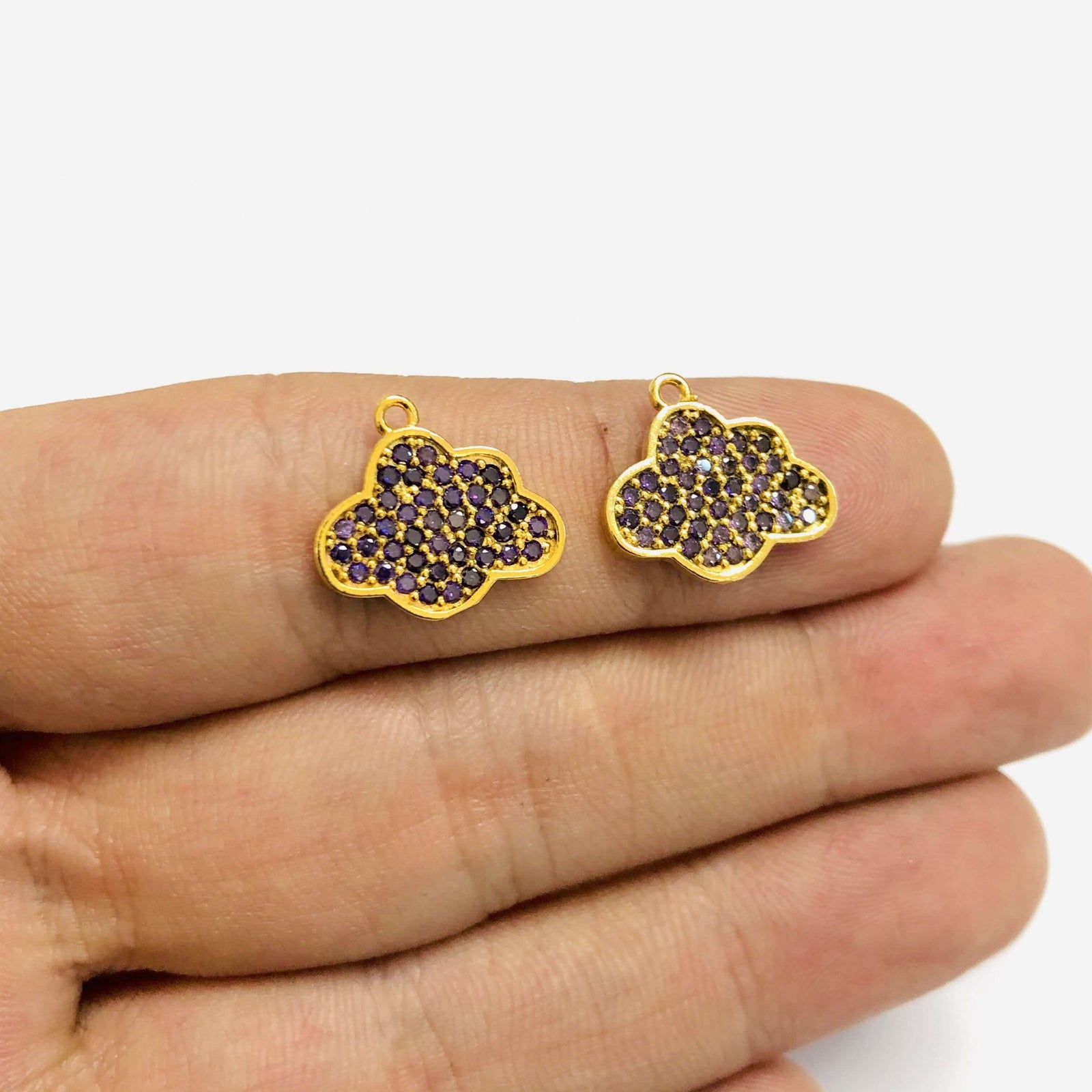 24Kt Gold Plated Purple Zirconia Pave Cloud Charm