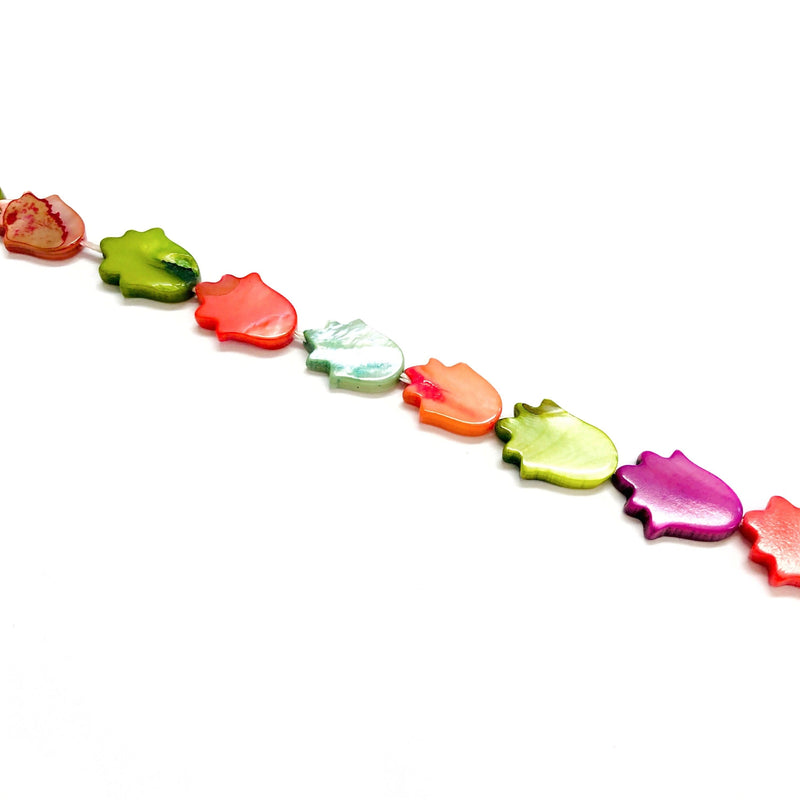 Perlmuttfarbene Hamsa-Perlen, vertikale Löcher, 7 Perlen in einer Packung