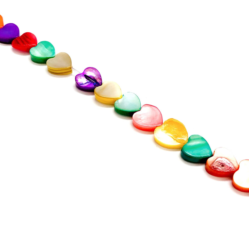 Perles de 8 mm en forme de cœur de couleur nacre, trous sur le dessus, 10 perles dans un paquet.