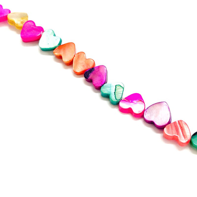 Perlmuttfarbene herzförmige 8-mm-Perlen, seitliche Löcher, 44 Perlenstränge