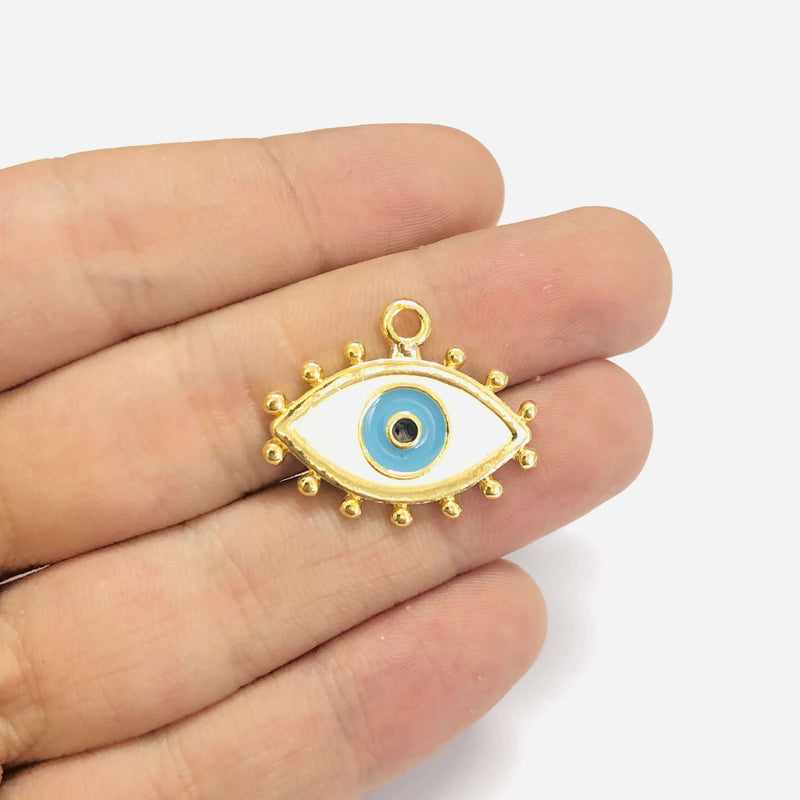 24Kt Gold Plated Enamelled Eye Pendant