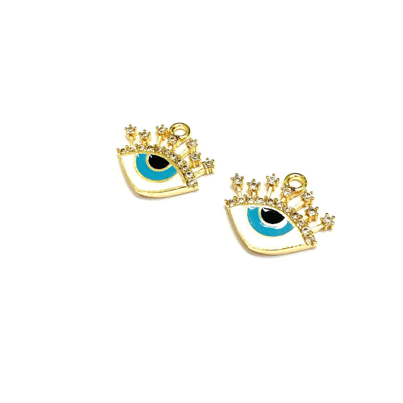 24 Karat vergoldeter Augenanhänger aus emailliertem Zirkonia
