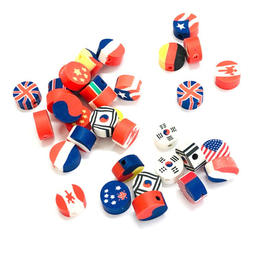 10mm Polymer Clay Round Flags Collection Beads,10 Beads in a Pack£1.2