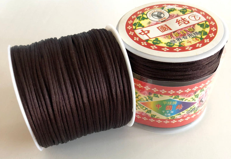 Brown Rattail Cord, Kumihimo Cord, Satin Silk Cord, Satin Nylon Cord, Macrame Knotting DIY, Beading String,  Thread Cording, 1.5mm