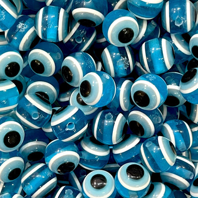 Perles rondes transparentes en résine Evil Eye de 16 mm, 50 gr environ 18 perles dans un paquet