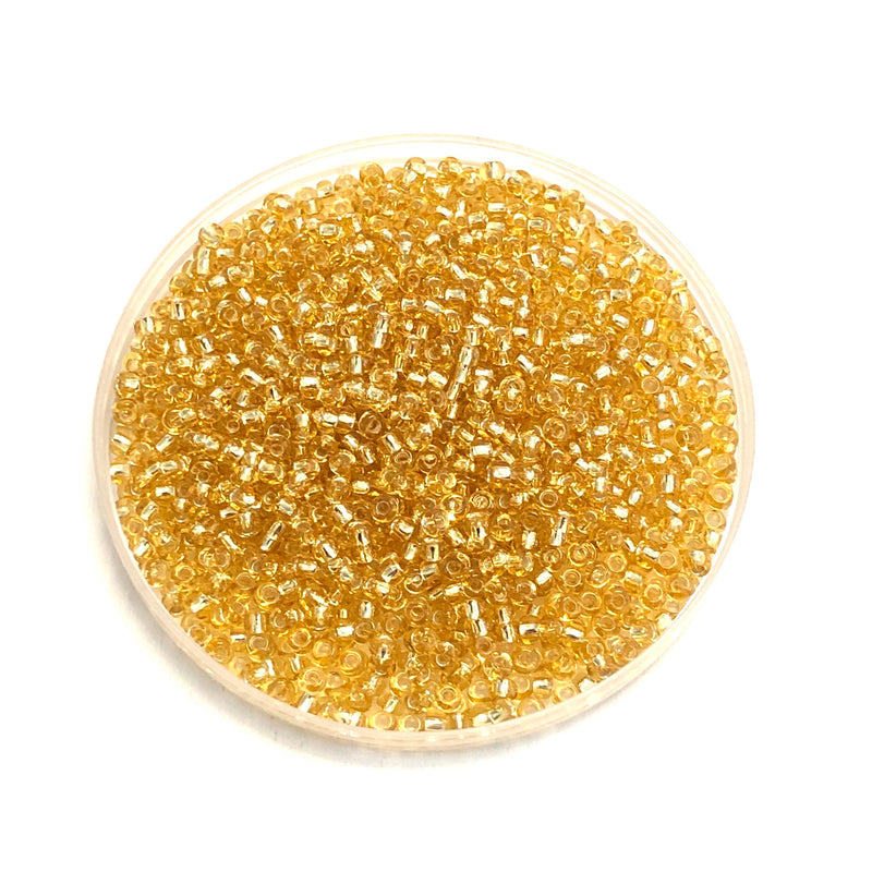 Preciosa Seed Beads 8/0 Rocailles-Rundloch-20 Gr, 17020 Lt Topaz Silber gefüttert