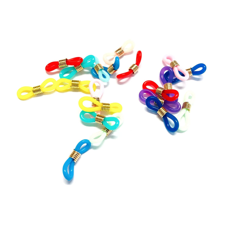 Brillenhalter-Enden, verschiedene Farben, gummierter und vergoldeter Schieber, Gummi-Brillenkettenhalter – Ersatzschlaufen für Brillenketten,