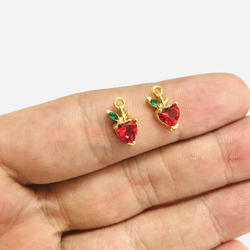 Charm Pomme Swarovski Plaqué Or 24Kt