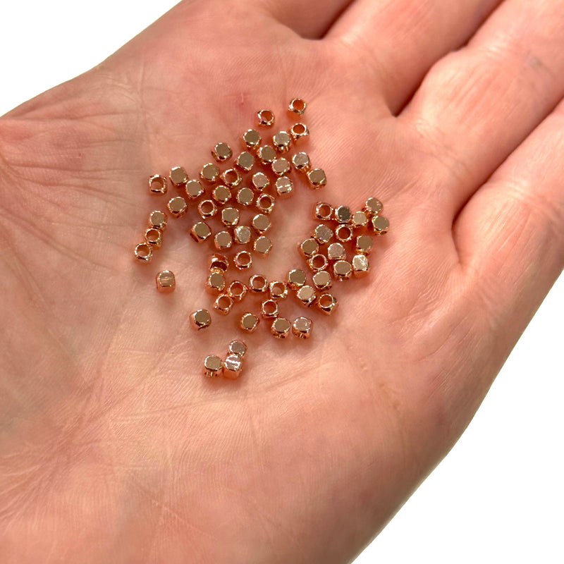 2.5mm Rose Gold Plated Spacer Cubes, 250 Pieces in a pack,