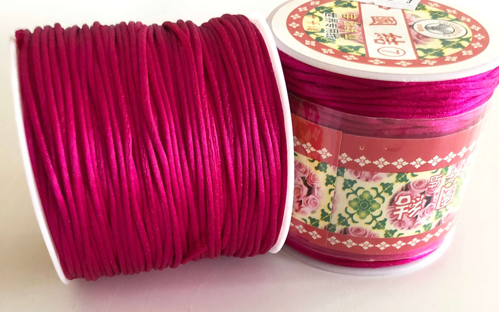 50 Yards Feel , Fuchsia Rattail Cord, Kumihimo Cord, Satin Silk Cord, Satin Nylon Cord, Macrame Knotting DIY, Beading String, Thread Cording, 1.5mm