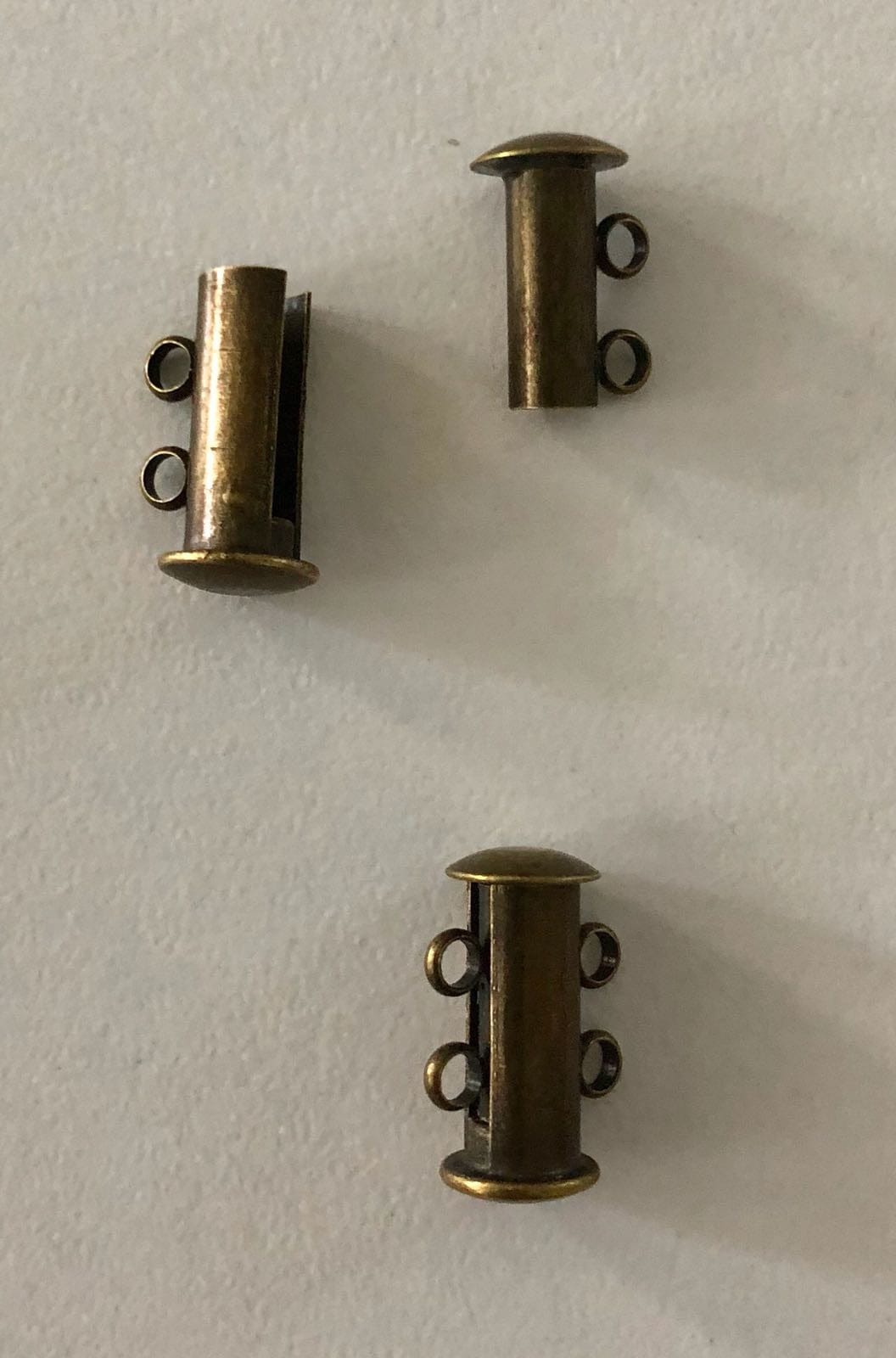Magnetic Slide Clasps-2 Strands, Antique Gold Plated