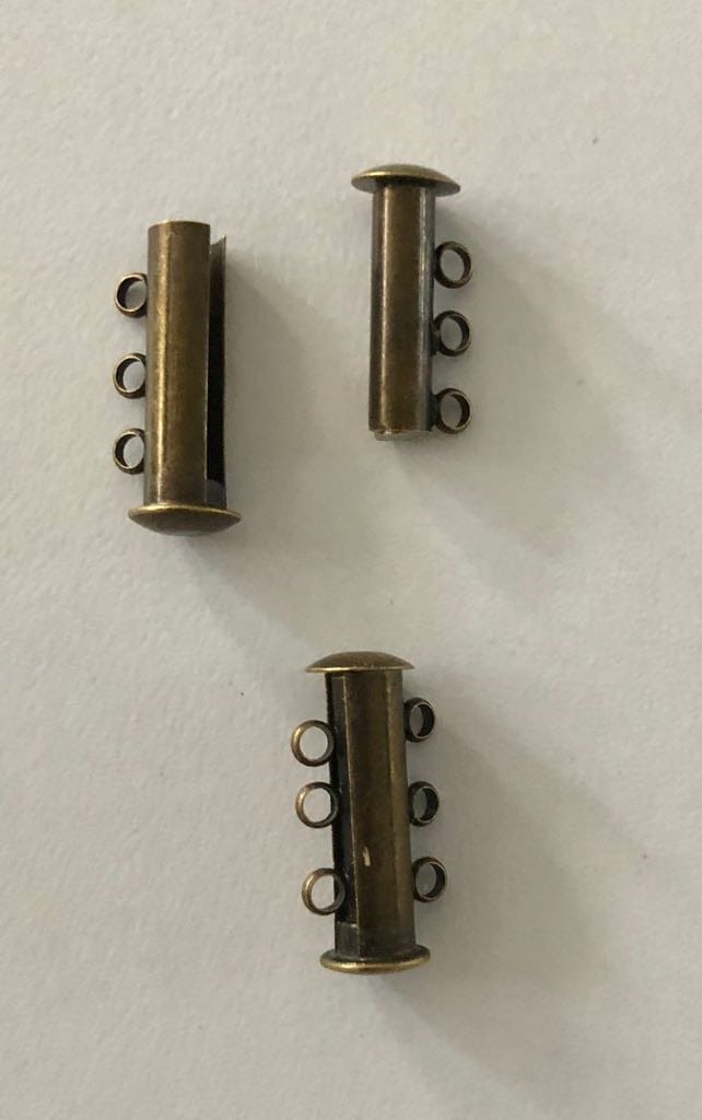 Magnetic Slide Clasps-3 Strands, Antique Gold Plated