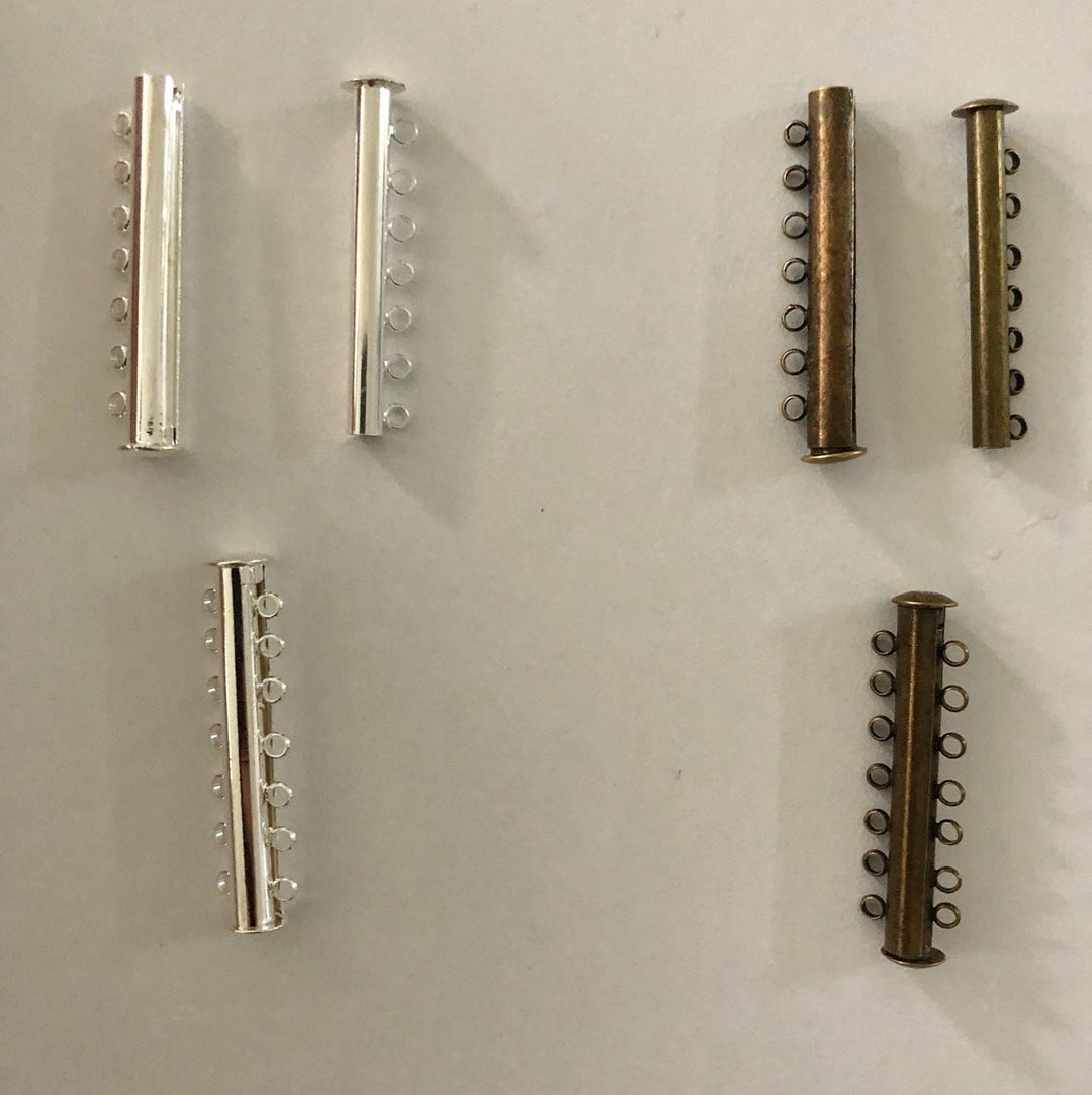 Magnetic Slide Clasps 7 Strands, Silver Plated or Antique Gold Plated