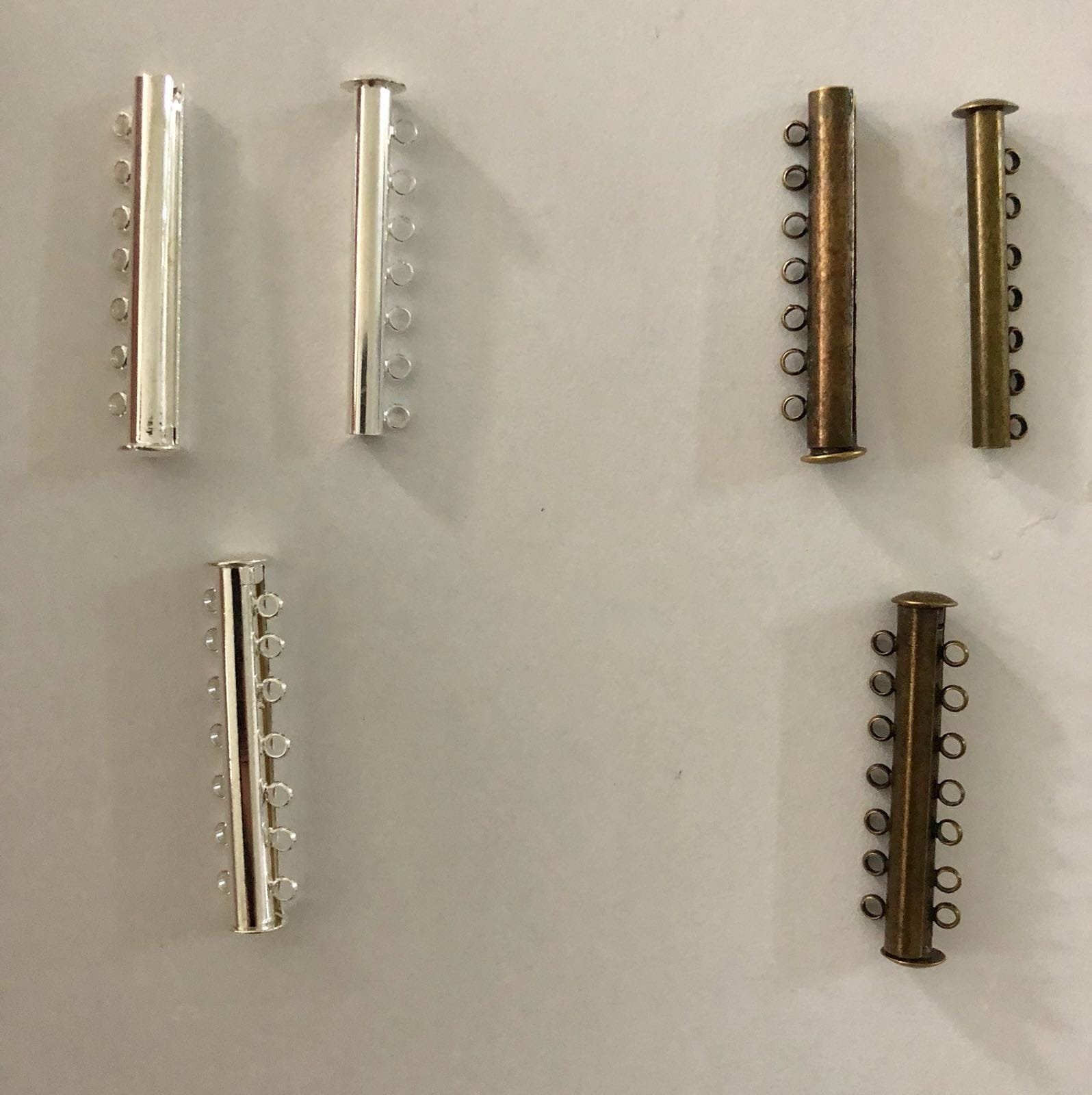 Magnetic Slide Clasps 7 Strands, Silver Plated or Antique Gold Plated