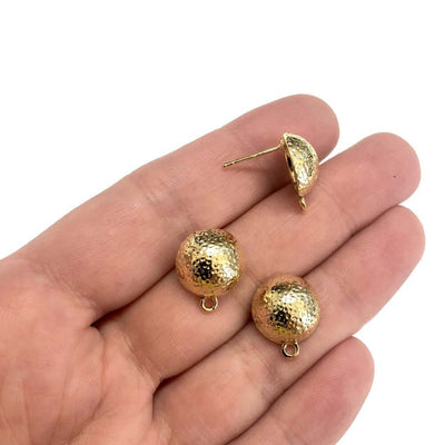 24Kt Gold Plated Brass Round Stud Earrings, 2 pcs in a pack,