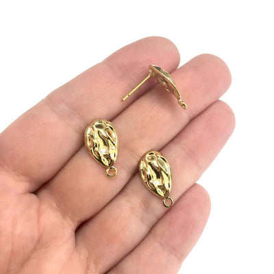 24Kt Gold Plated Brass Drop Stud Earrings, 2 pcs in a pack,