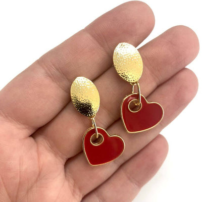 24Kt Gold Plated Brass Oval Stud Earrings, 2 pcs in a pack,